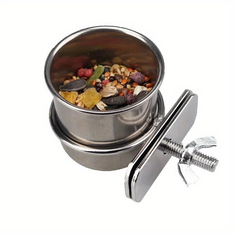 

1 шт. Миска для кормления попугая с держателем-зажимом, из нержавеющей стали, миска для еды для домашних птиц, аксессуары для клетки попугаев, поилка 4.4cm