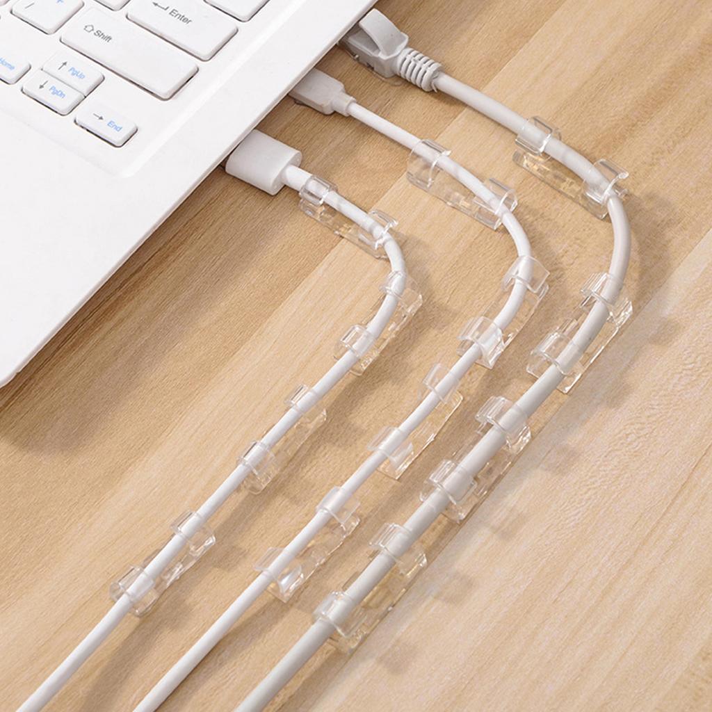 20Pcs Self Adhesive Cable Clips Organizer TV PC Wire Cord Holder for Network Cable HouseholdM