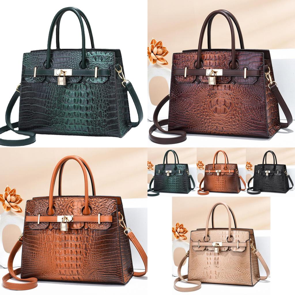 Stylish Large Capacity Crocodile Pattern Tote Handbag For Trendy Everyday Use