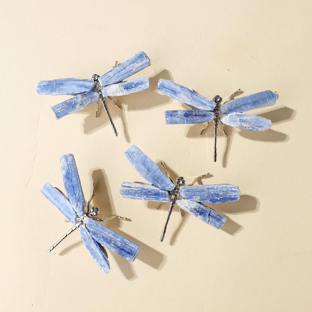 1pc Natural Crystal Kyanite Dragonfly Ornament Raw Stone Animal Home Decoration Holiday Gift Rose Quartz Crystal Stone Gemstones