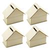 Wooden House Storage Box DIY Painting Blank Wood Holder Money Candy Container Desktop Home Box  Wood Color