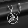 Stainless Steel Trinity Celtic Knot Nordic Rune Pendant Necklace Retro Ethnic Irish Knot Lucky Amulet Jewelry for Men