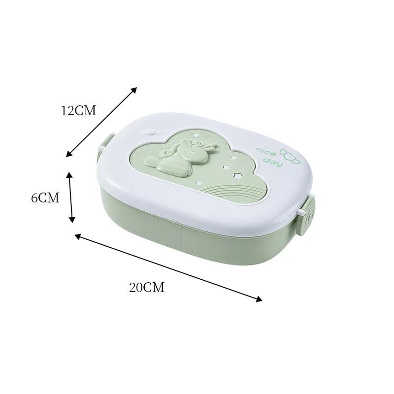 Cute Unicorn Divided Lunch Box Portable Microwave Heated Cartoon Bento Box Durable Student Adult Meal Box зелёный