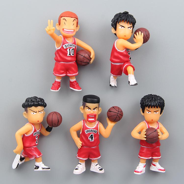 5pcs/set Anime SLAM DUNK Cute Model Fridge Magnet Toy Sakuragi Hanamichi Rukawa Kaede Creative Refrigerator Magnets Gifts