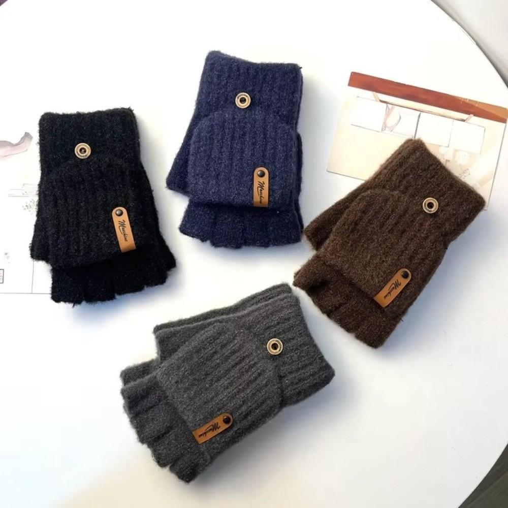 New Thickened Knitted Gloves Touch Screen Keep Warm Cold-proof Gloves Windproof Open Flip Winter Mittens Women Men