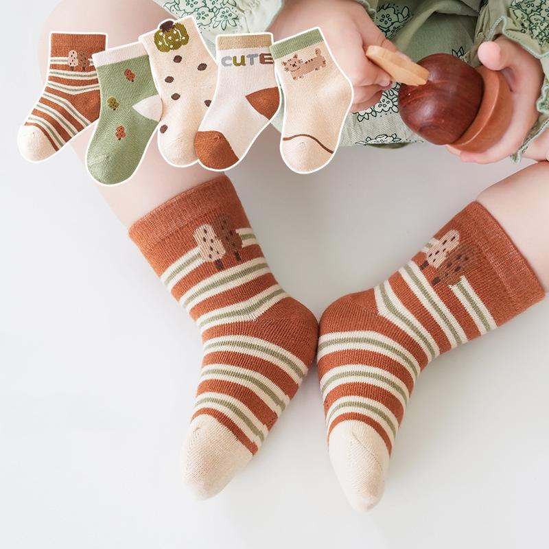 

5 пар/набор Детские Свободные Носки Осень Зима Новые Детские Унисекс Мультяшные Носки Для Мальчиков Девочек Малышей Хлопковые Носки L коричневый
