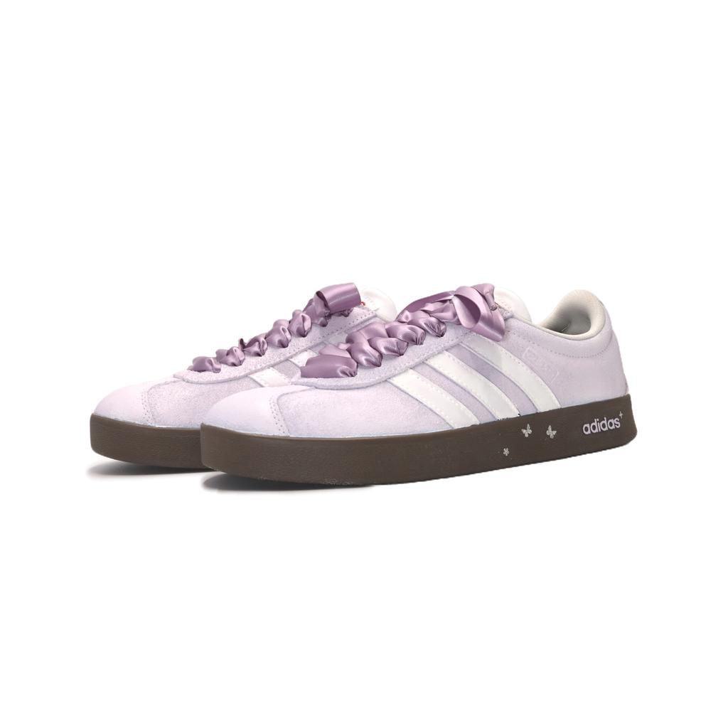 Adidas VL COURT 2.0 Slip Resistant Abrasion Resistant Low top Skateboard Shoes Unisex Purple White HQ1802(team665-)
