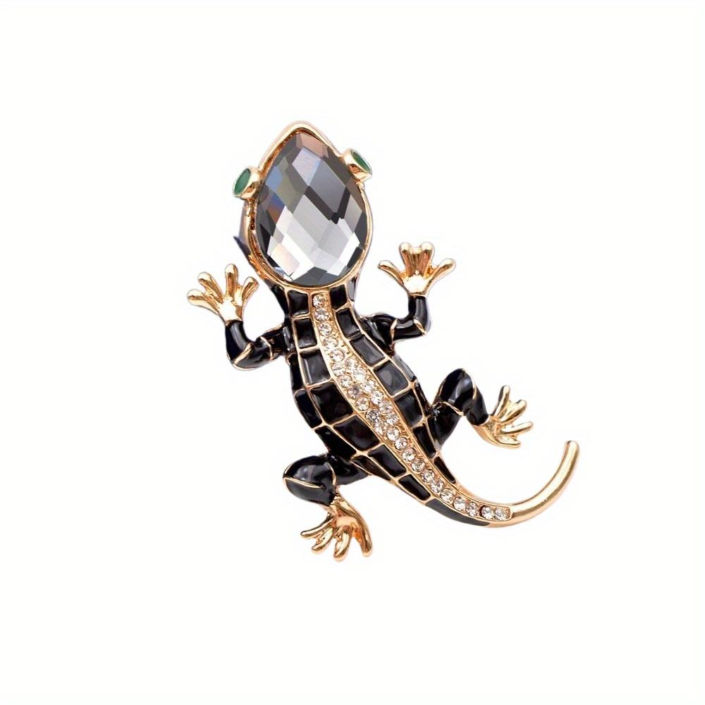 New Luxury Crystal Rhinestone Lizard Brooches for Women Men Creative Fashion Animal Pins Accessories Shining Jewelry Good Gift