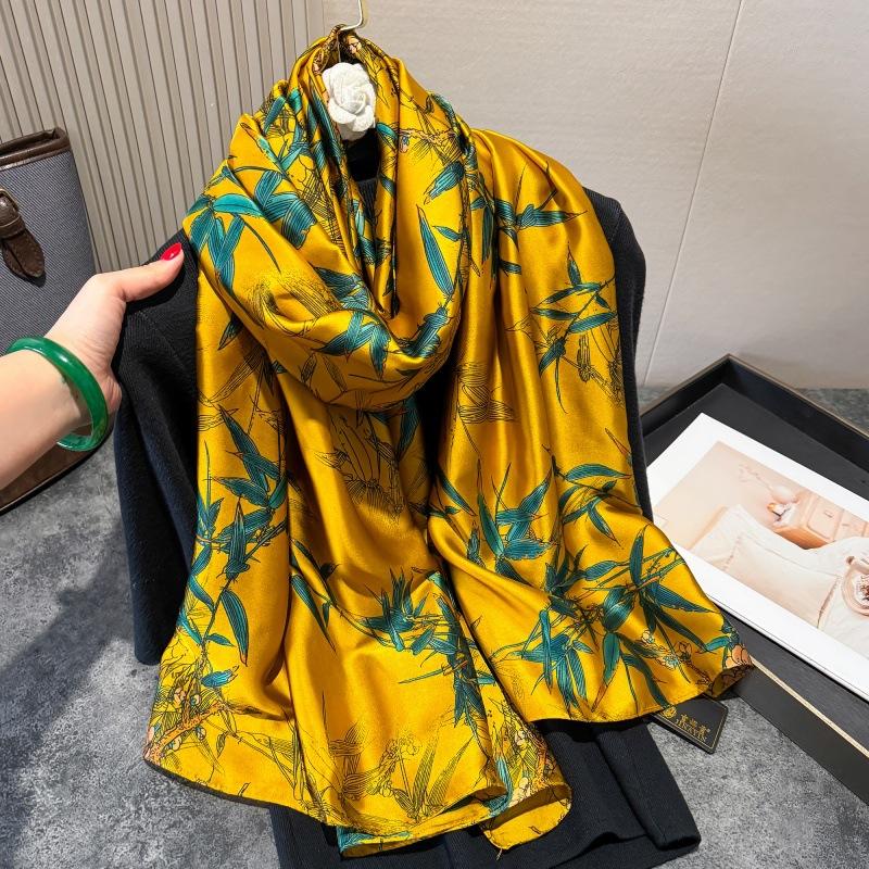 Luxury Print Silk Scarf Women'S 180*90Cm Design Polyester Material Smooth Long Scarf Spring And Autumn Soft Shawl Beach Scarf