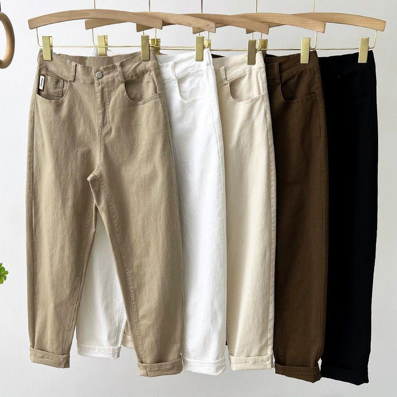 Women's Plus-Size Khaki High-Waisted Cropped Fleece Cigarette Jeans, Spring 2024
