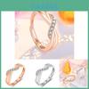 Korean Twisted Wave Ring For Women Copper Material Rose Gold Plated Geometric Design