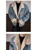 Men's Retro Velvet Denim Jacket – Trendy, Warm, Unisex, Loose-Fit with Multi-Pockets