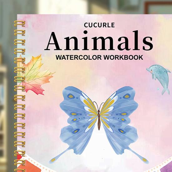 Watercolor Painting Kit for Beginners Step-by-Step Painting Guide with 12 Colors Flower Animal Theme Practice Workbook for Learning Blending