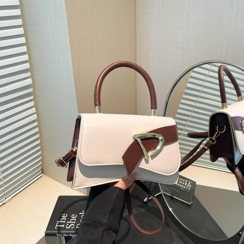 Trendy small square bag niche design personalized foreign style contrast color 2025 summer new simple women's bag oblique span handbag