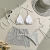 3PCS With Hollow Out Skirt Halter Bikini Female Swimsuit Women Swimwear Three-pieces Bikini Set Bather Bathing Suit Swim