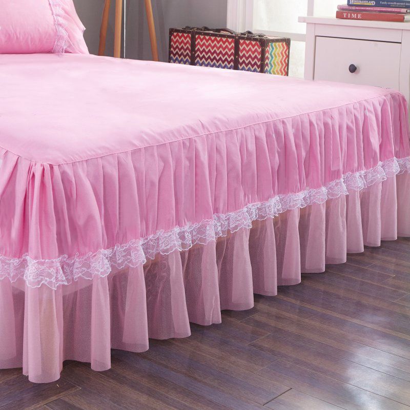 3pcs Summer Lace Solid Color Bed Skirt Transparent Gauze Skirt Hem Cotton Bed Cover Environmentally Friendly Comfortable Bedding