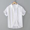 Foreign Trade Surplus Summer Striped Short-Sleeve Cotton-Linen Shirt for Men, Loose Simple Shirt, Trendy Casual Thin Top