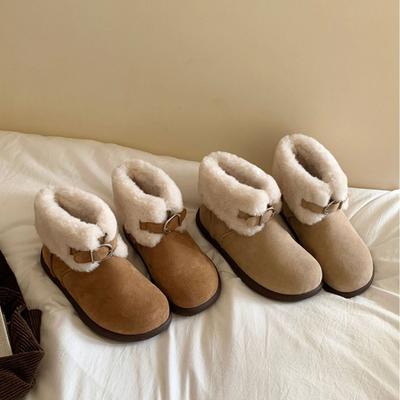 Petites bottes de neige à semelles épaisses pour femmes hiver 2025 nouvelle mode décontractées polyvalentes bottines courtes en peluche chaussures en coton velours