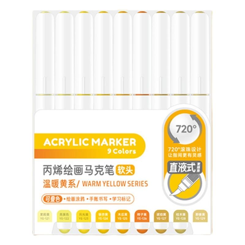 

9 шт. Жидкий акриловый маркер 9 цветов Акриловая краска Ручка-кисть Маркер для рисования на бумаге Дереве Стекле Ткани Металле Камне
