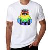 Rainbow Raccoon Tshirt Minimalist Casual Short Sleeve Top