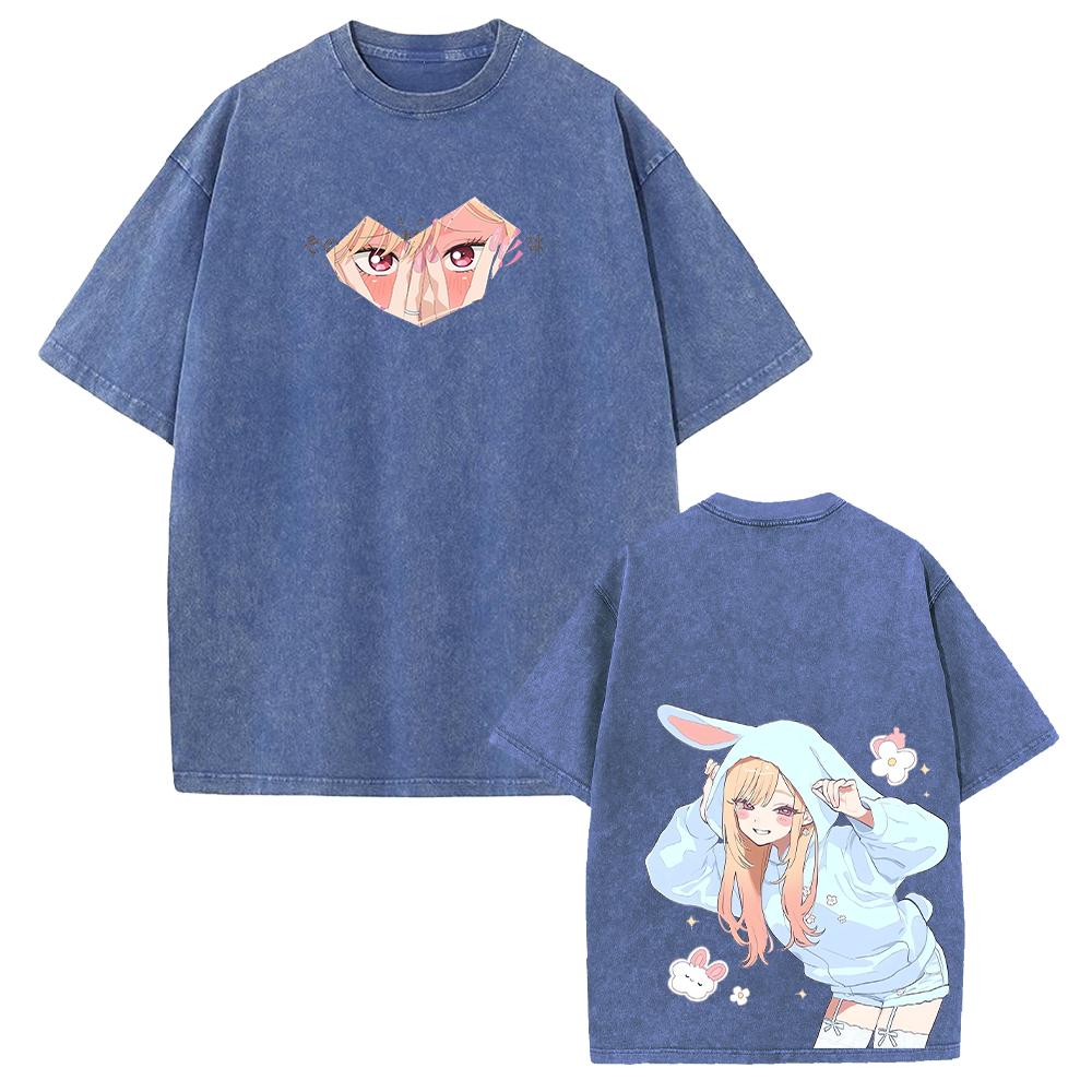 My Dress-Up Darling Anime T-shirt Marin Cute Cartoon Washed Y2k T Shirt Men Women Clothing Summer Short Sleeve Cotton Tee Tops
