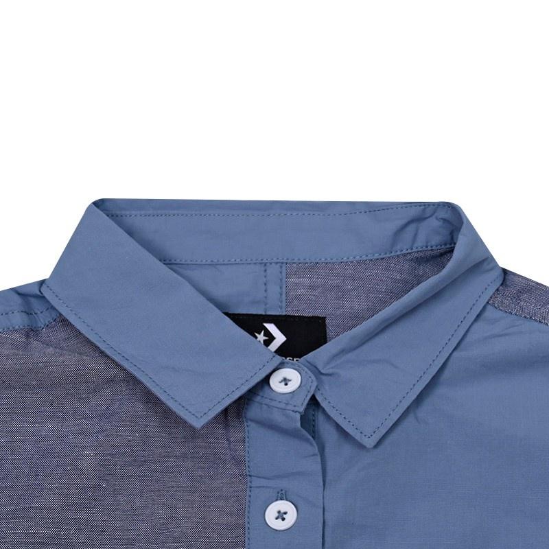 Converse COLORBLOCKED BUTTON Shirts Women's Blue Lapel Moderate Shirt 10022971-A02