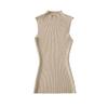 Elegant Korean Sleeveless High Neck Knit Vest for Women - 2026 Summer Slim-fit Top