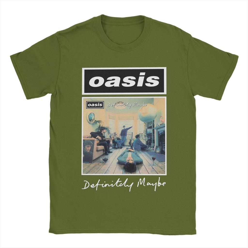 Oasi/s Rock Band    T Shirts Men Pure Cotton Fun T-Shirt Round Neck Minimalist Definitely  Tees Short Sleeve Tops Birthday Gift