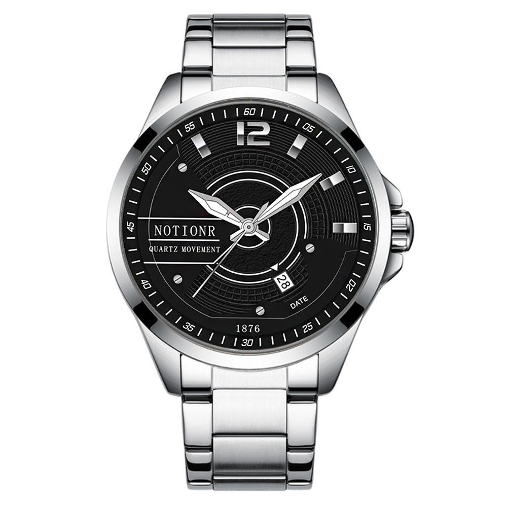 

Модний діловий годинник Простий чоловічий годинник Кварцовий годинник Годинник з нержавіючої сталі Повсякденний спортивний чоловічий годинник срібний/чорний