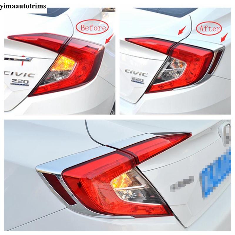 Rear Tail Light Lamp Eyebrow Eyelid Strip Decorative Sequ Cover Trim For Honda Civic Sedan 2016 - ABS Chrome Accessories
