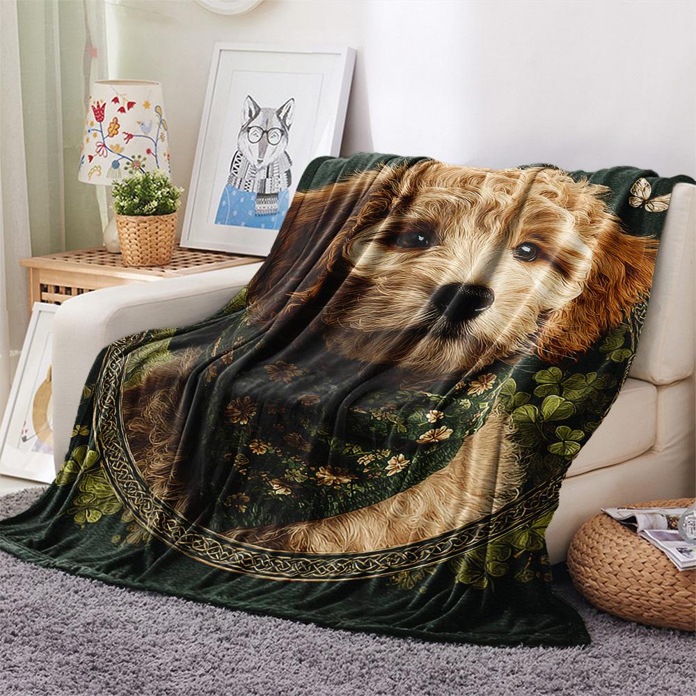 Koc Flanelowy z Nadrukiem Psów, Wysokiej Jakości, Wygodny na Wszystkie Pory Roku, Wystrój Domu, Ciepło i Komfort, Idealny na Prezenty Świąteczne