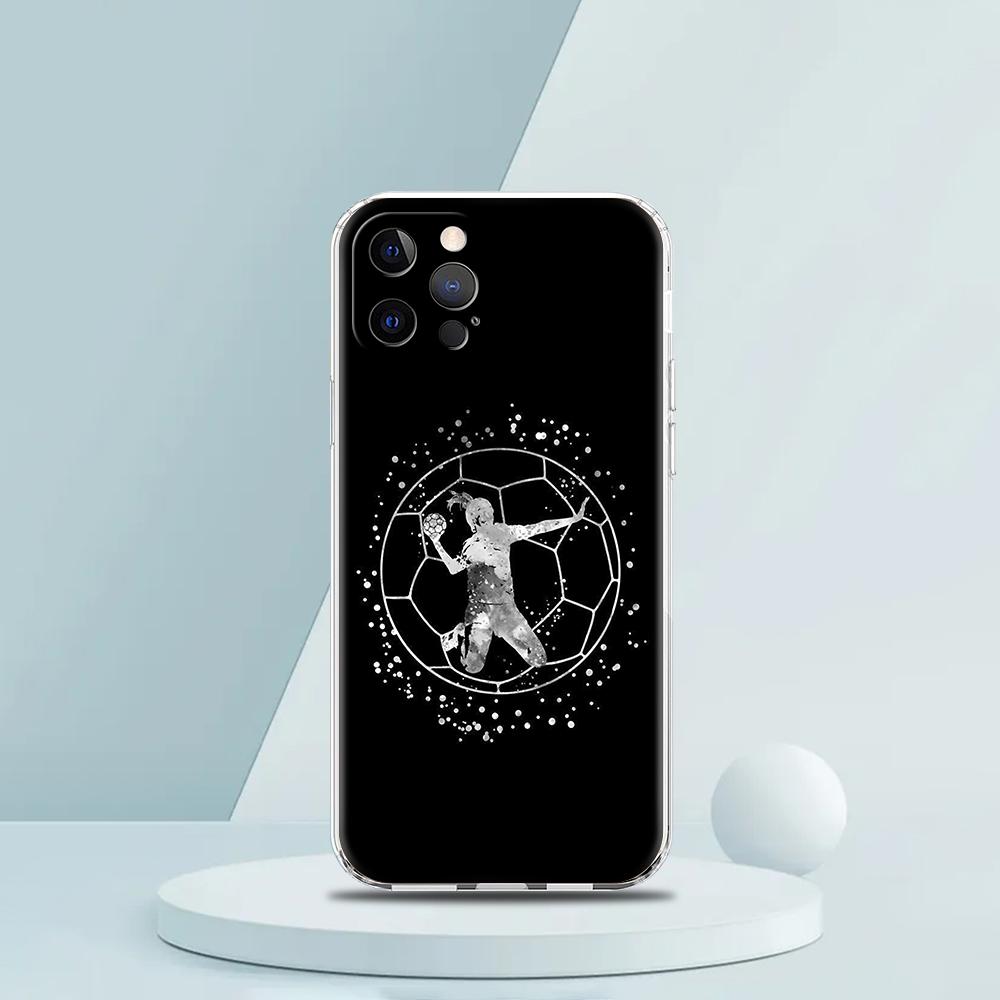 For iPhone 15 16 14 13 12 mini 11 Pro Max XS X XR SE 7 8 Plus Silicone Clear Cover Handball Sport Luxury Phone Case
