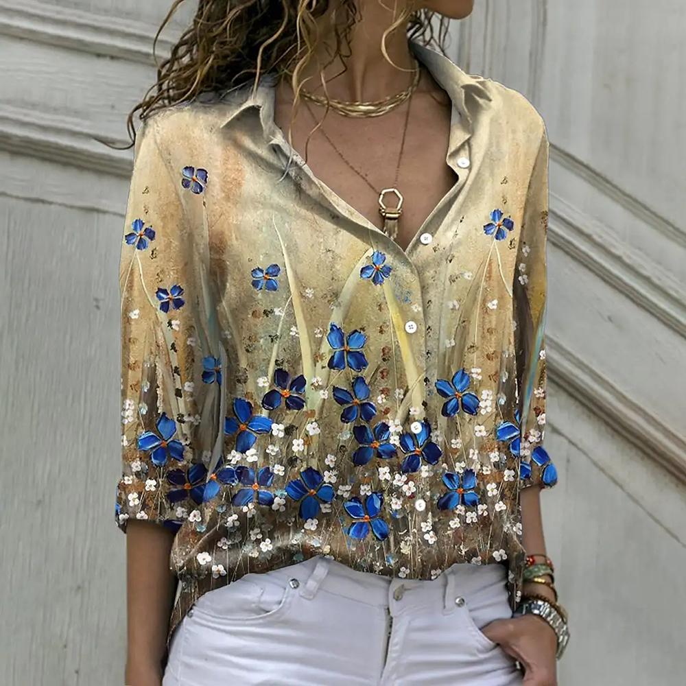 Autumn Women's Long Sleeve T-shirt Street Fashion Loose fitting Clothing Casual Shirt Button Top Women's Elegant T-shirt