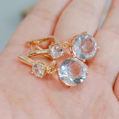 Transparente Runde Kristall Zirkon Ohrringe für Frauen 2023 Neue Mode Gold Farbe Hochzeit Engagement Party Schmuck Zubehör