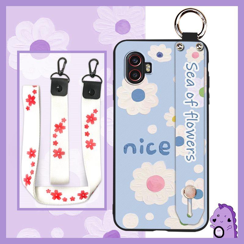 Lanyard Kickstand Phone Case For Samsung Galaxy Xcover6 Pro/SM-G736U/B Oil Painting Wristband Anti-knock Back Cover Ring