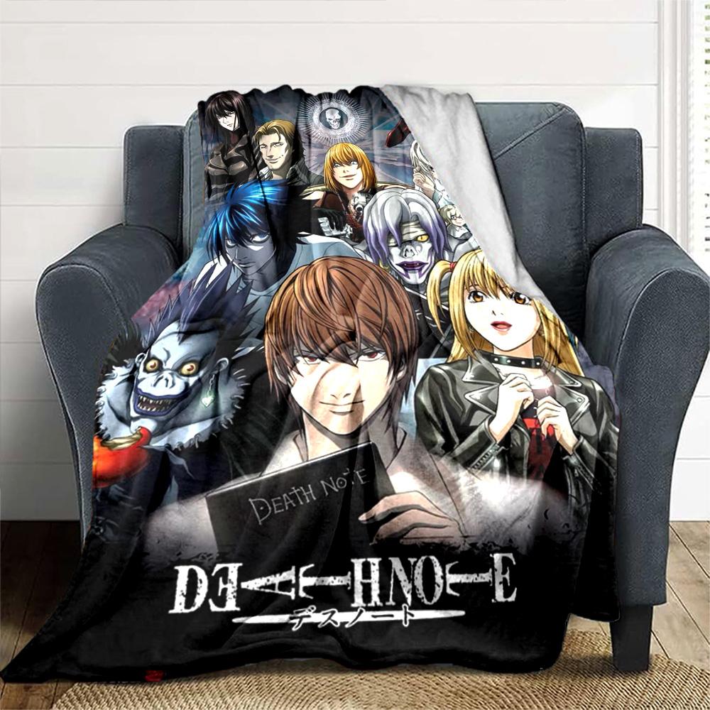 Anime DEATH NOTE Print Flannel Blanket High Quality Warm Comfortable Cover for All Seasons Perfect for Gifts Home Decor