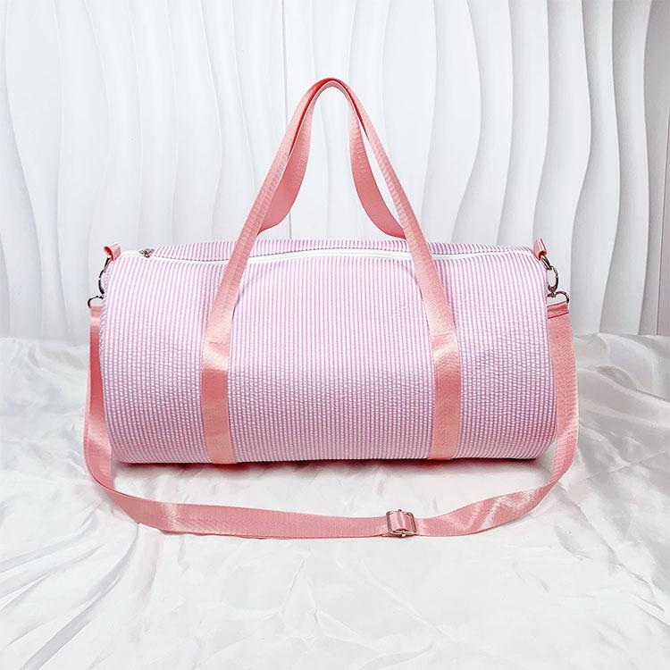 Seersucker Stripe Crossbody & Pillow Handbag - Minimalist, Foldable Travel & Beach Bag