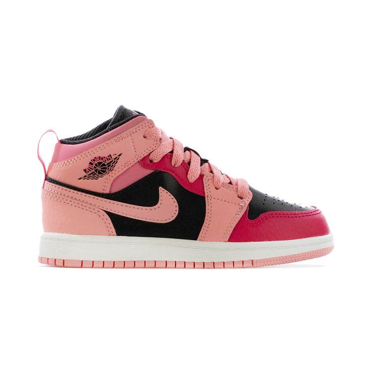 Air Jordan 1 Mid PS Coral Chalk Barnsneakers Rosa Rush-Rosa Svart 640734-662