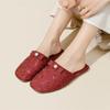 Fashion Fashion String Bead Bow Decoration Slippers Women Elegant Round Toe Rose Totem Designer Shoes Comfort Lightweight Home Slippers
