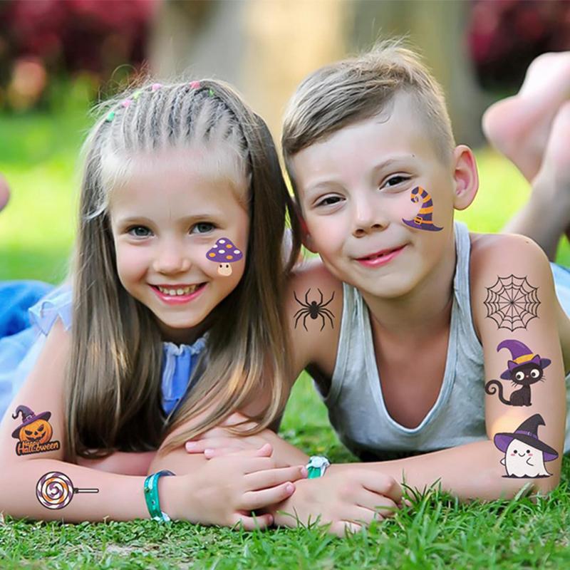 10pcs Halloween Tattoos Pumpkins Stickers Temporary Tattoos Waterproof Stickers For Face Body Tattoo Kids Halloween Party Props