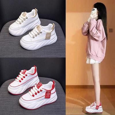 Women's 2024 Autumn White Thick-Soled Korean Style Casual Shoes - Height-Boosting & Trendy