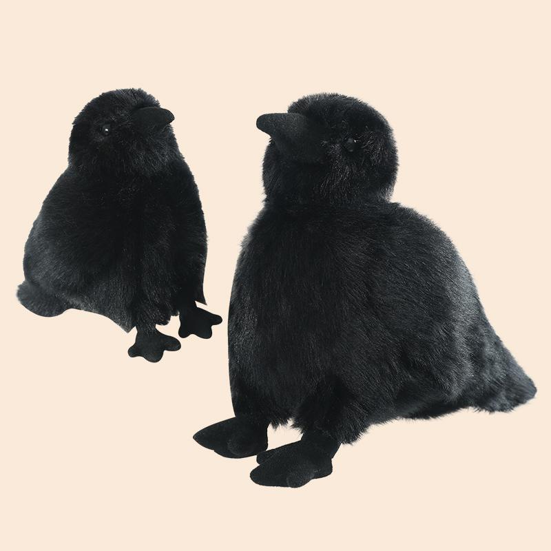 15/25cm Simulated Black Crow Stuffed Animal Bird Crow Plush Toys Chubby Raven Soft Dolls Zoo Trip Gifts Realistic Plushie Toys