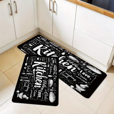 1Pcs Anti Fatigue Kitchen Rugs, Cartoon Tableware Print Waterproof Non-Slip Thick Cushioned Kitchen Mat Heavy Duty Comfort Standing Mat for Kitchen
