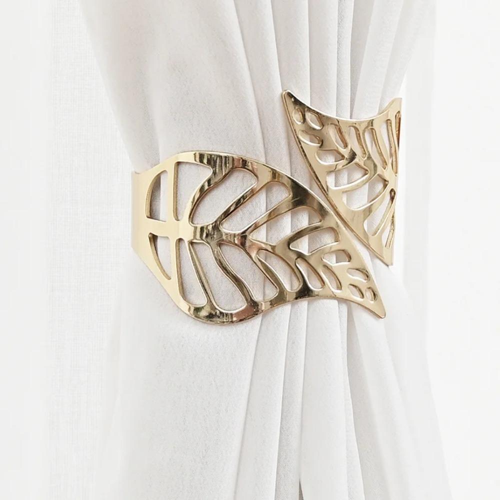 

Exquisite Spring Curtain Strap Metal Leaves Curtain Clip Hollow Leaf Curtain Buckle Living Room