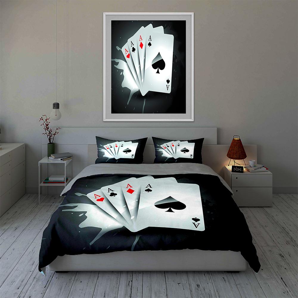 Playing cards design. Bedding Duvet cover sets Duvet covers Pillowcases gifts (1 * Duvet Cover 2 * Pillowcases, without duvet insert)