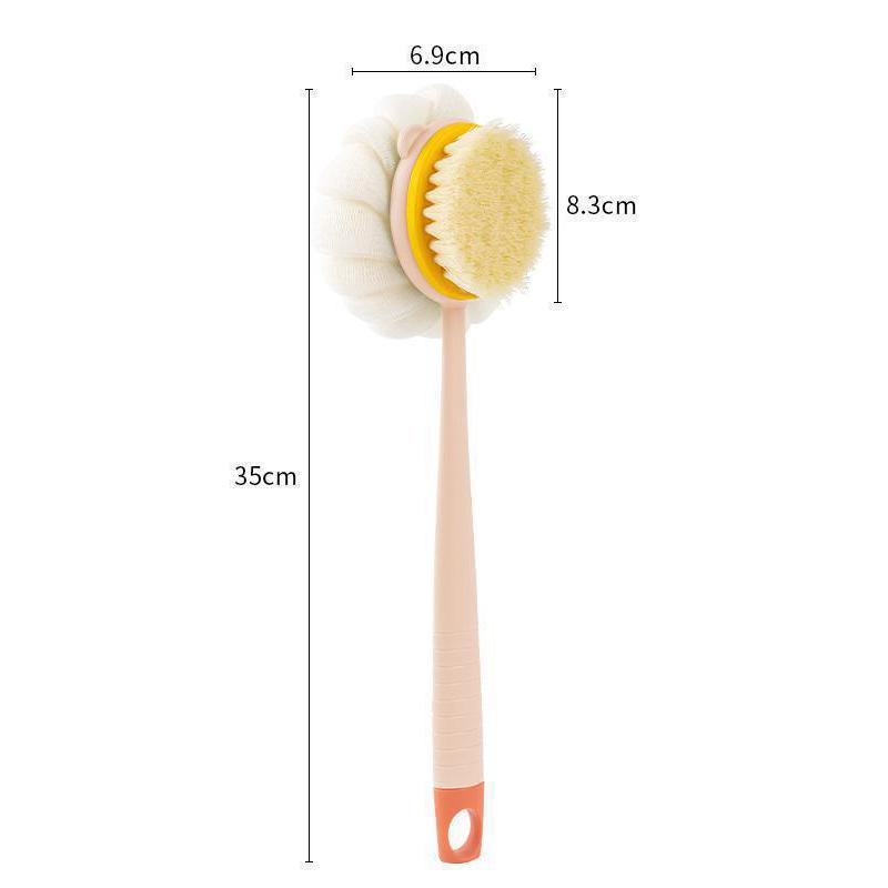 Double Sided Scrubbing Tool Bath Brush Long Handle Soft Fur Bath Brush Detachable Scrubbing Towel Strong Back Rubbing