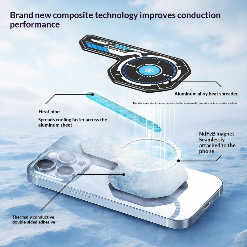 Magnetic Phone Cooling Pad Built-in Coolant Fast Heat Dissipation Lightweight for Phone Gaming Live Broadcast