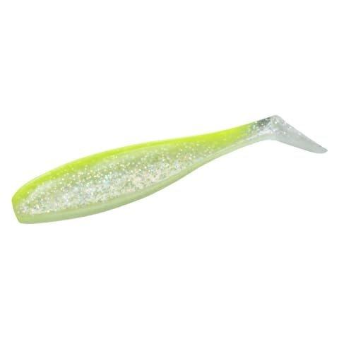 Daiwa Ricky Shad 3.0 Inch Clear Lemon Glow Soft Plastic Shad Tail Worm for Worm Jigging Fishing Lures 5pcs