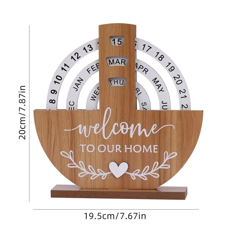 Wooden Creative Calendar Perpetual Calendar Home Decoration Office Desktop Decoration Manual Rotating Desk Calendar YLE324