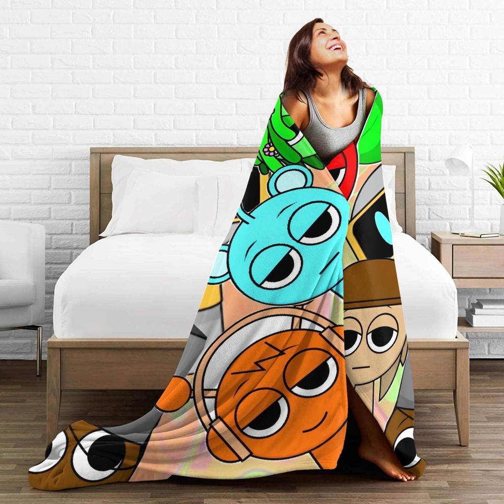 Mantas de Franela Sprunki Characters Game para Sofá, Couch, Felpa Súper Suave, Colcha Fina,
